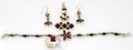 Schitterende Sterling Zilver & Granaat Juwelen Parure, Sieraden, Tassen en Uiterlijk, Antieke sieraden, Verzenden, Zilver, Broche