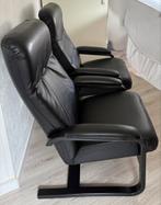 Zwarte leren Fauteuil(s), Huis en Inrichting, Fauteuils, Gebruikt, Ophalen of Verzenden, 50 tot 75 cm, Leer