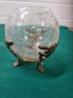 glas bol op houder messing vintage, Huis en Inrichting, Woonaccessoires | Overige, Ophalen of Verzenden