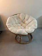 Ronde rotan lounge stoel met kussen, Huis en Inrichting, Gebruikt, Bruin, Riet of Rotan, Ophalen of Verzenden