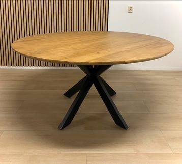 150cm ronde eettafel met massief houten blad & Matrix X poot beschikbaar voor biedingen