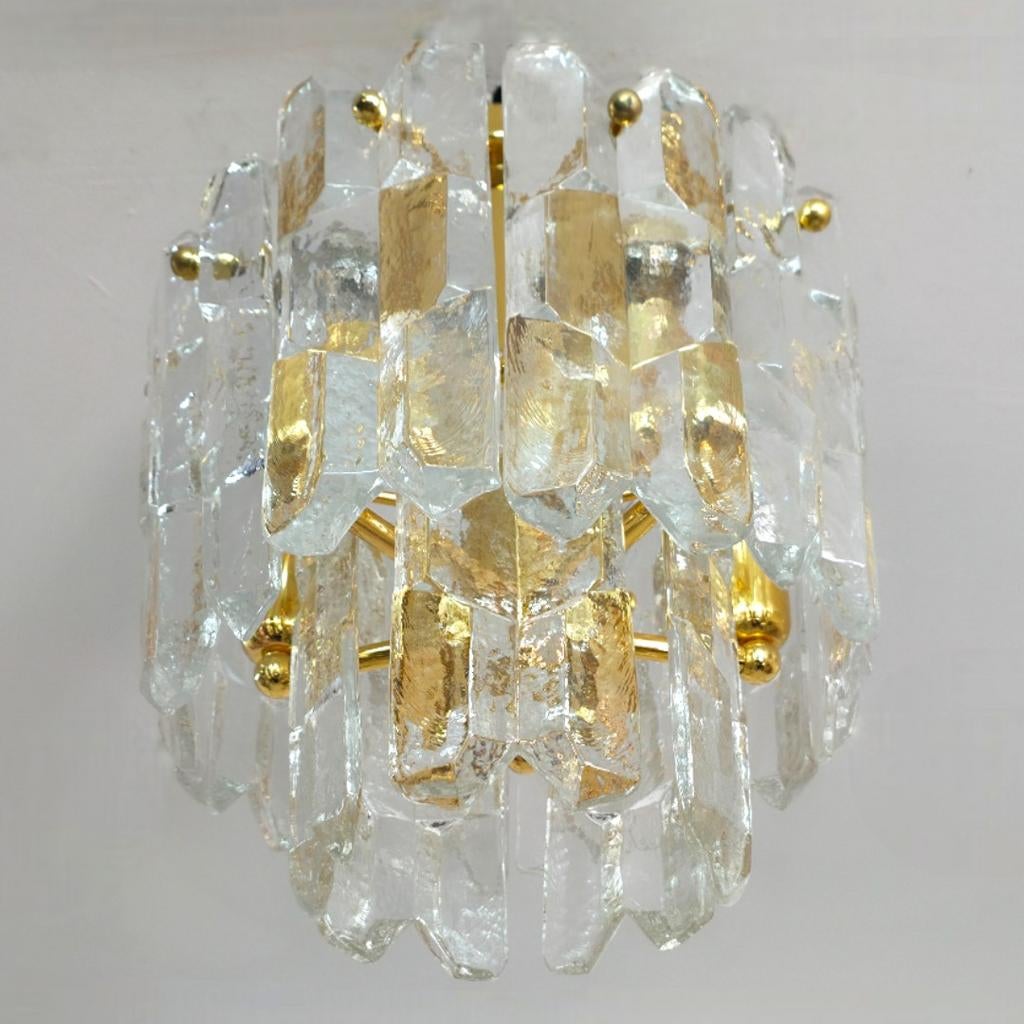 Kalmar Franken Palazzo Plafonnière ijsglas 70s mid century, Ophalen of Verzenden, Gebruikt, Glas, Vintage