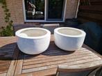 2x Hoogglans witte planten potten., Tuin en Terras, Ophalen, Kunststof, Gebruikt, Rond