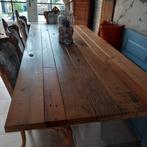 Eettafel van eiken wagonplanken 240x100, Huis en Inrichting, Tafels | Eettafels, Ophalen, Eikenhout, 200 cm of meer, Zo goed als nieuw
