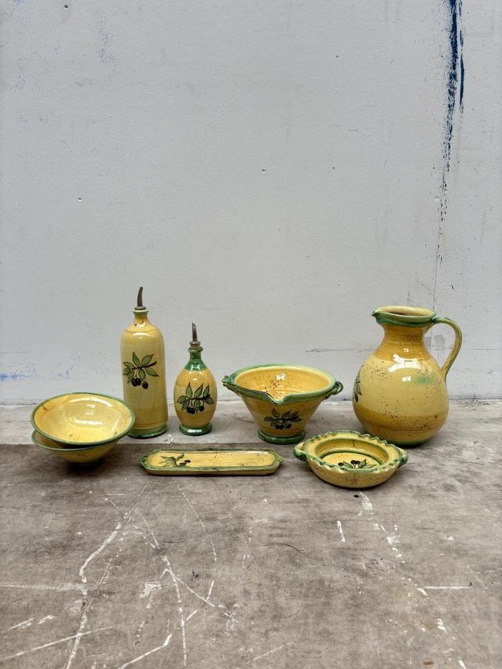 Bleu d’Argile – Frans Geel-Groen Aardewerk (8 stuks), Antiek en Kunst, Antiek | Keramiek en Aardewerk, Ophalen of Verzenden