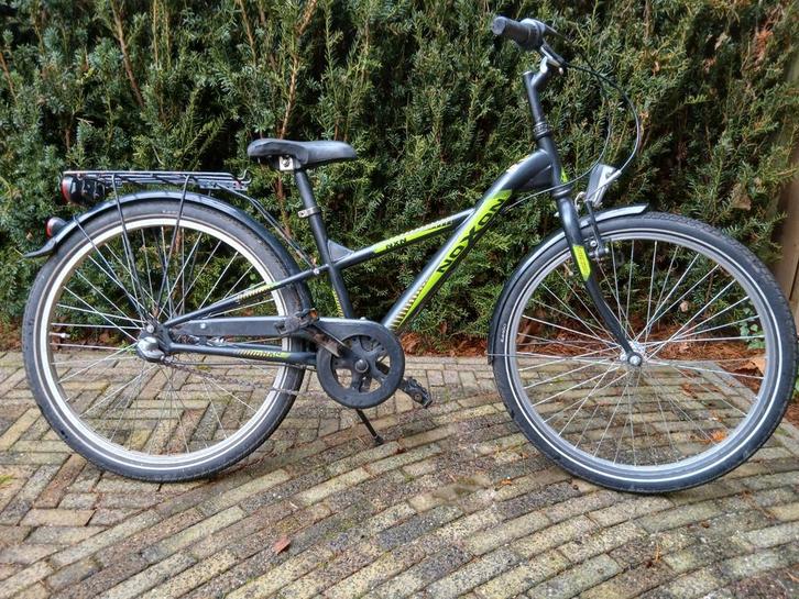 24 inch Kinderfiets - Noxon - zwart/groen mountainbike look, Fietsen en Brommers, Fietsen | Jongens, Gebruikt, 24 inch, Handrem