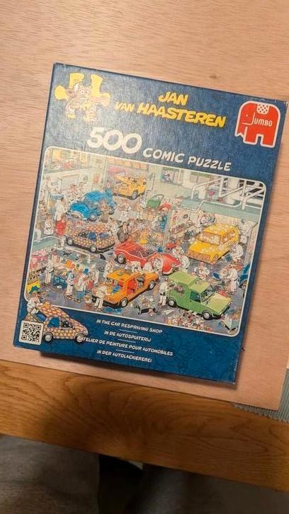 Jan van Haasteren Puzzel - Autospuiterij 500 stukjes, Hobby en Vrije tijd, Denksport en Puzzels, Zo goed als nieuw, 500 t/m 1500 stukjes