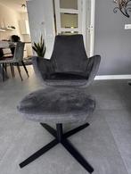 ✅ LUXE Draaifauteuil met Hocker Antracietgrijs🔝Topstaat🔝, Ophalen, 75 tot 100 cm, Zo goed als nieuw, Stof