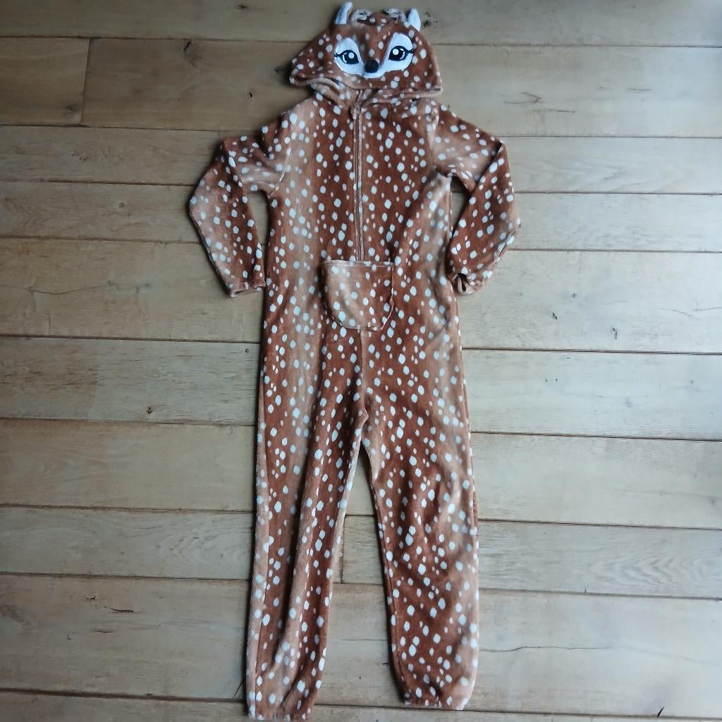 Onesie / carnavalpak Hertje maat 134/140, Ophalen, Gebruikt, 134 t/m 140, Jongen of Meisje