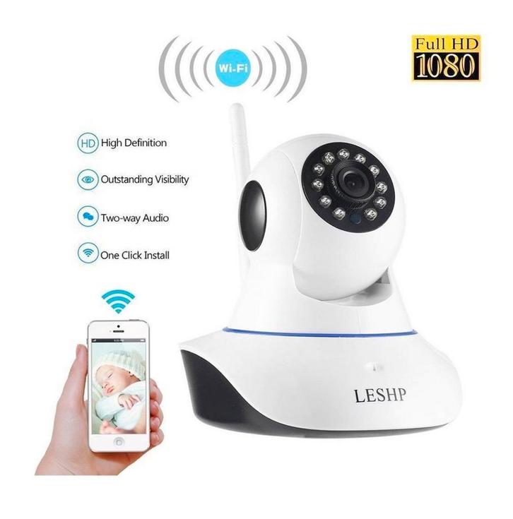 Nieuwe LESHP 1080P FHD WiFi IP Camera - Nieuw, Audio, Tv en Foto, Videobewaking, Nieuw, Binnencamera, Verzenden