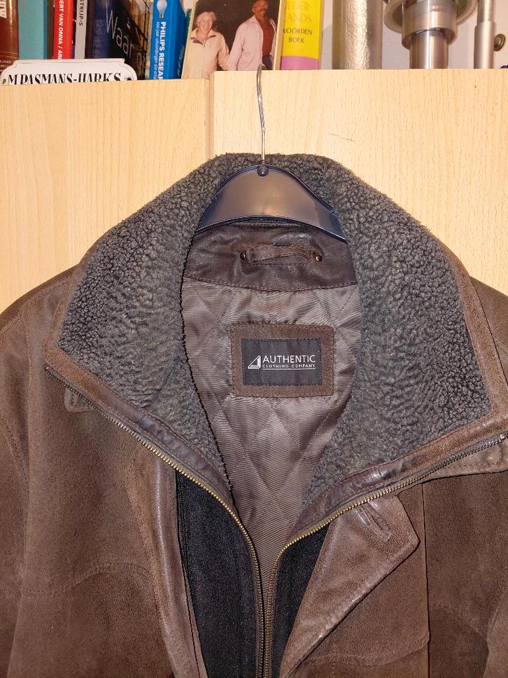 Lederen bruine jas maat 58, Kleding | Heren, Jassen | Winter, Gedragen, Maat 56/58 (XL), Bruin, Ophalen
