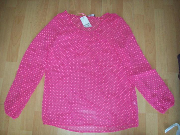 NIEUW! Roze polkadot chiffon tuniek blouse van Hema maat M, Kleding | Dames, Blouses en Tunieken, Nieuw, Maat 38/40 (M), Roze