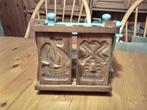 Houten houder met 2 Speculaasplankjes 18x19x3,5 cm, Antiek en Kunst, Ophalen of Verzenden