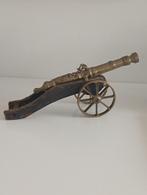 Decoratief messing miniatuurkanon op houten affuit - 35 cm, Ophalen, Koper