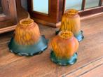 Vintage Art Deco Glazen clichy kapjes uit Frankrijk, Huis en Inrichting, Lampen | Hanglampen, Ophalen, Zo goed als nieuw, Glas