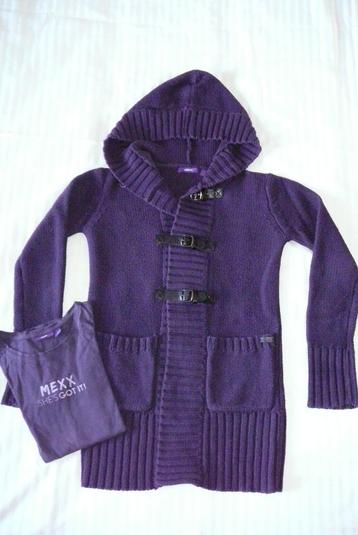 Heerlijk warm paars vest en t-shirt, merk: Mexx, maat: 146 beschikbaar voor biedingen