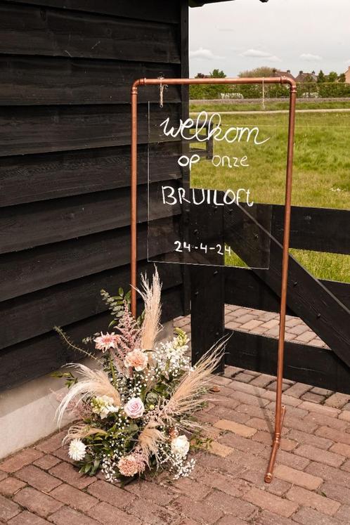 Koper welkomsbord - Te huur, Hobby en Vrije tijd, Feestartikelen | Verhuur, Nieuw, Geboorte of Huwelijk, Ophalen