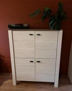 Wandkast crème met eikenhouten plank., Ophalen of Verzenden, Zo goed als nieuw