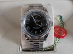 Rolex Oyster Perpetual Daydate zwarte wijzerplaat, Staal, Polshorloge, Nieuw, Ophalen of Verzenden