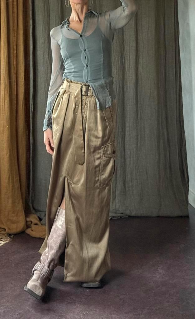 Wauw lange combat designer rok vib 36/38 dries van noten, Kleding | Dames, Gelegenheidskleding, Zo goed als nieuw, Overige typen