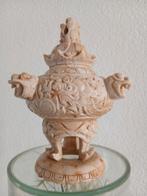 Chinese stenen pot met deksel lotus draak schildpad, Antiek en Kunst, Kunst | Niet-Westerse kunst, Ophalen of Verzenden