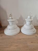 Ouderwetse witte kroeglampen, Huis en Inrichting, Lampen | Hanglampen, Ophalen, Gebruikt, Vintage, Metaal