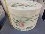 oude franse Hoedendoos met bloemenprint, Ophalen of Verzenden