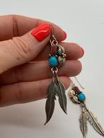 X663 Prachtige zilveren oorbellen navajo, Hangers, Ophalen of Verzenden, X, Met edelsteen