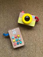 Houten speelgoed camera, mobiel, lippenstiften, Overige typen, Zo goed als nieuw, Verzenden