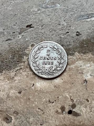 5 cent 1863 Willem III, mooie kwaliteit beschikbaar voor biedingen