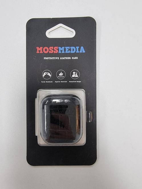 Mossmedia AirPods Hoesje / Case - Leder - Zwart - Show, Telecommunicatie, Wearable-accessoires, Nieuw, Hoesje, Ophalen of Verzenden