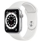 Apple Watch Series 6 zilver 44 mm witte sportband, Gebruikt, Ophalen of Verzenden, Apple, Hartslag