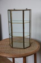Vintage messing vitrinekastje, Ophalen, Minder dan 50 cm, Vintage, Glas