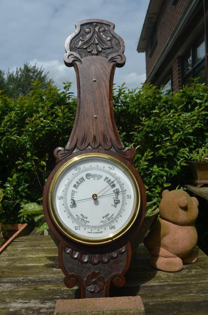 Grote Antieke Engelse Banjo Barometer, Audio, Tv en Foto, Weerstations en Barometers, Gebruikt, Barometer, Ophalen of Verzenden
