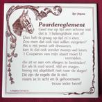 Wandtegeltje / siertegel Paardenreglement Riet Jongsma paard, Ophalen of Verzenden, Zo goed als nieuw
