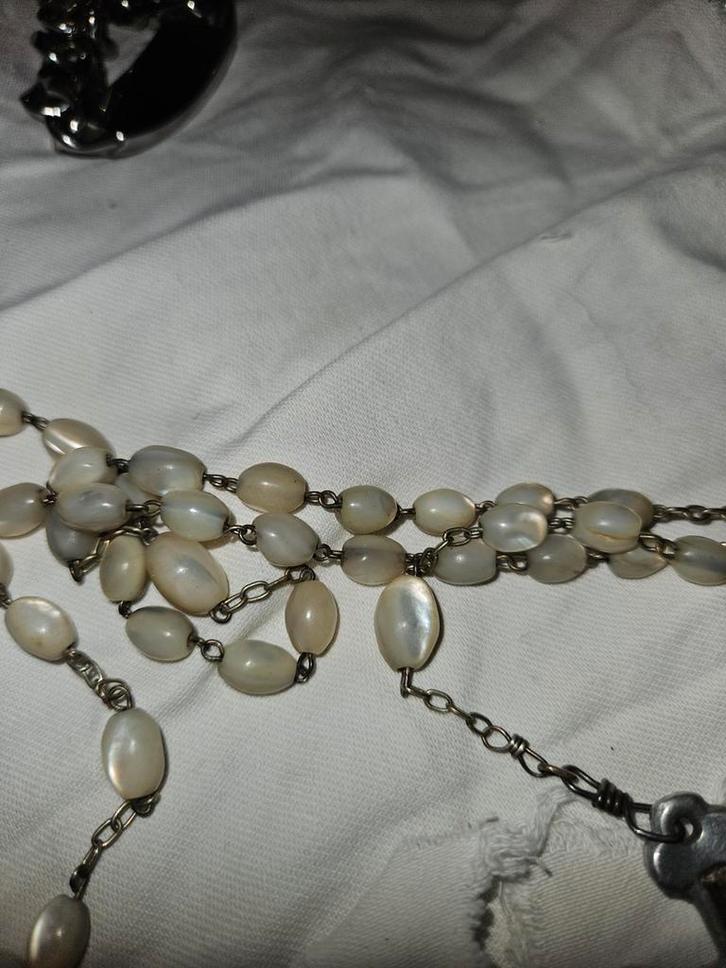 Parel krans met kruis. Echte parels., Antiek en Kunst, Antiek | Bestek, Ophalen of Verzenden