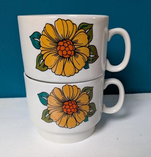 Twee supermooie vintage koppen met bloem Weidmann, Huis en Inrichting, Keuken | Servies, Gebruikt, Kop(pen) en/of Schotel(s), Overige stijlen
