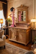 Frans landelijk eiken badkamermeubel kast commode