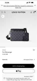 Orgineel LV Trio Messenger Bag Heren, Overige merken, Zwart, Ophalen of Verzenden, Zo goed als nieuw