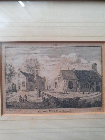 Oude Kerk Zuylen - Ingelijste Ets/Gravure beschikbaar voor biedingen
