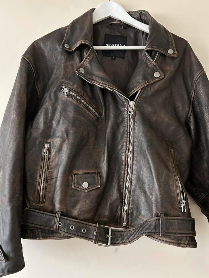 Leren Goosecraft biker Gc Galloway dames jas, Kleding | Dames, Jassen | Winter, Zo goed als nieuw, Bruin, Ophalen of Verzenden