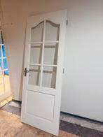Witte houten binnendeur met glas stomp linksdraaiend, Ophalen, 80 tot 100 cm, Binnendeur, Zo goed als nieuw