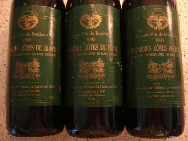 Château La Croix des Blais 1990, Côtes de Blaye, 3 flessen!, Verzamelen, Wijnen, Zo goed als nieuw, Overige typen, Overige gebieden