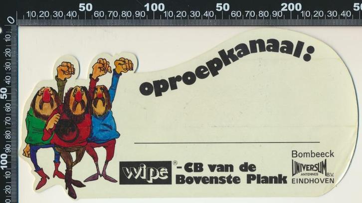 Sticker: Bombeeck - Wipe CB - Oproepkanaal - Eindhoven, Verzamelen, Stickers, Zo goed als nieuw, Film, Tv of Omroep, Ophalen of Verzenden