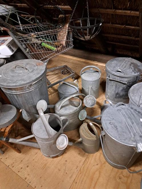 Leuk oud zink, Tuin en Terras, Bloembakken en Plantenbakken, Gebruikt, Metaal, Minder dan 30 cm, Minder dan 60 cm, Rond, Ophalen of Verzenden