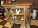 Antiek biedemeierTheekastje met 3x antiek mooi gebogen glas, Huis en Inrichting, Kasten | Vitrinekasten, Ophalen, Gebruikt, Eikenhout