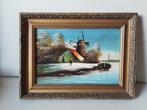 Oud gezellig klein schilderij., Antiek en Kunst, Kunst | Schilderijen | Klassiek, Ophalen of Verzenden
