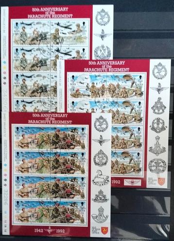 Isle of Man - 3 Blokken Parachute Regiment Gestempeld. beschikbaar voor biedingen