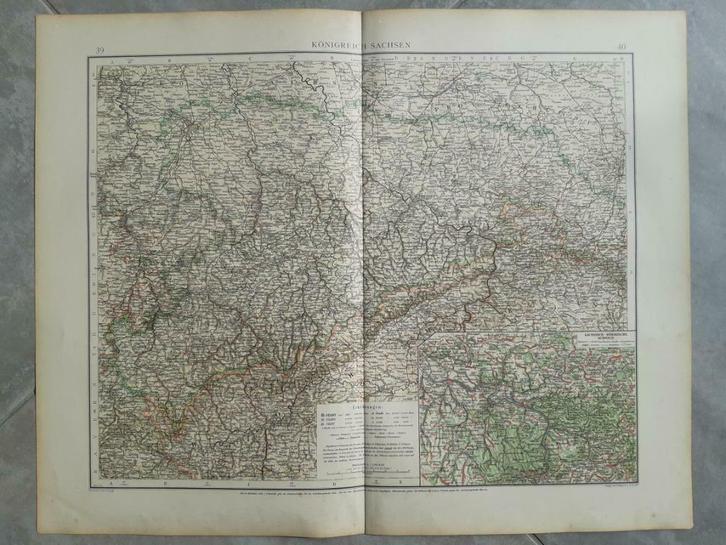 39-40/ Koningreich Sachsen. Böhmische Schweiz Litho uit 1899, Antiek en Kunst, Kunst | Litho's en Zeefdrukken, Ophalen of Verzenden