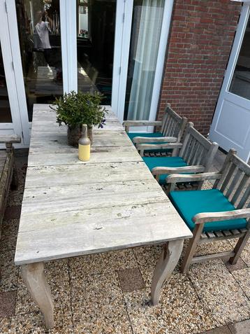 Teak Eettafel 240x100 + 3 Stoelen beschikbaar voor biedingen